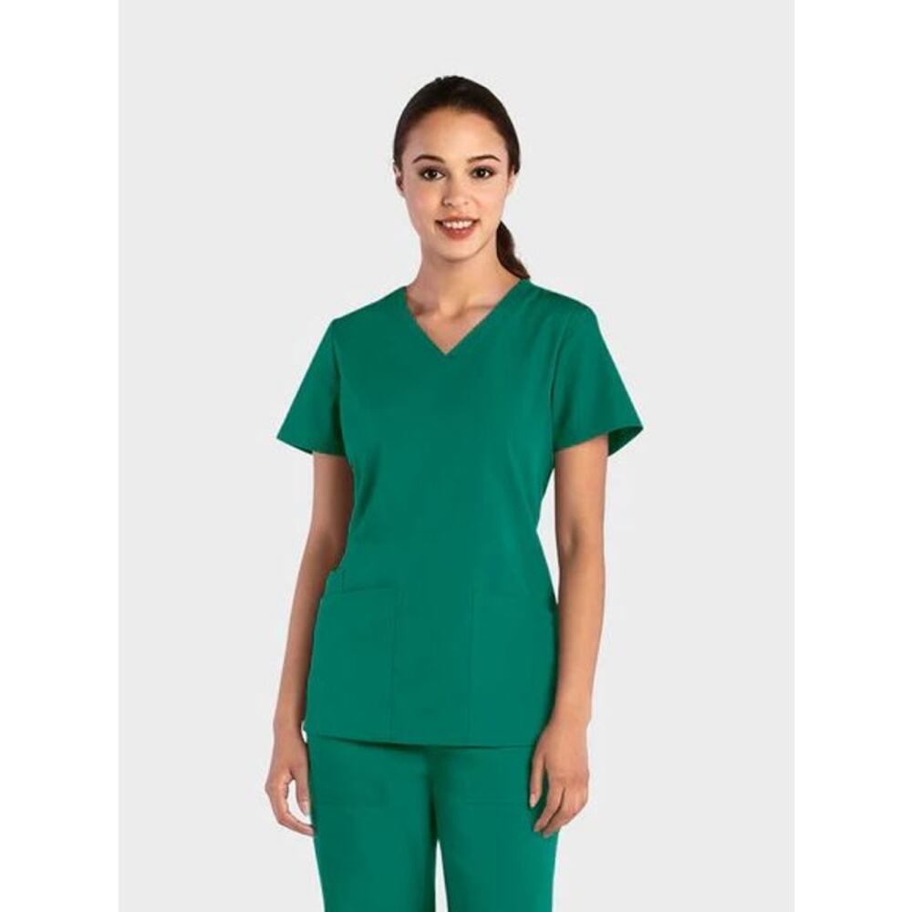 NWT! Maevn TRU TC 10102 Ladies 3‎ Pocket Curved Top LG